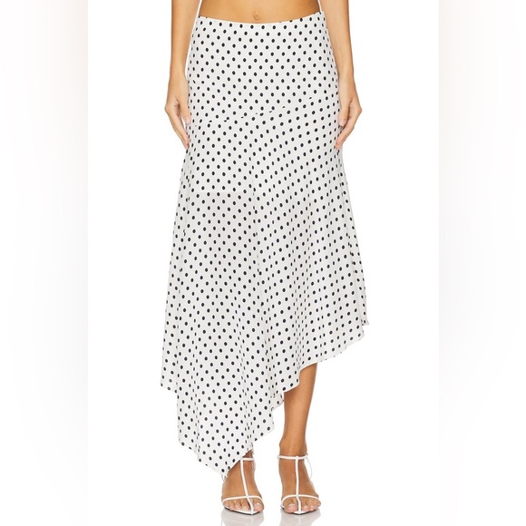 NWT Veronica Beard Rosemary Skirt Polka Dot Ecru Silk Navy Sz 2